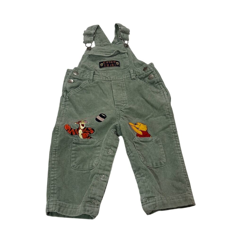 Vintage 2000s Disney Embroidered Corduroy Winnie The Pooh Overalls Boys 18M